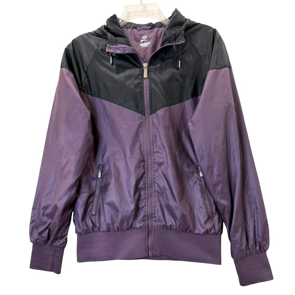 Nike Sportswear Windrunner Jacket Women's Medium Purple Black Ripstop Full Zip